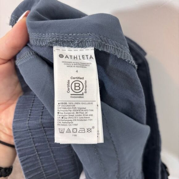 Athleta Voyager Linen Shorts NEW with tags Size 4 Granite Blue - Picture 12 of 15